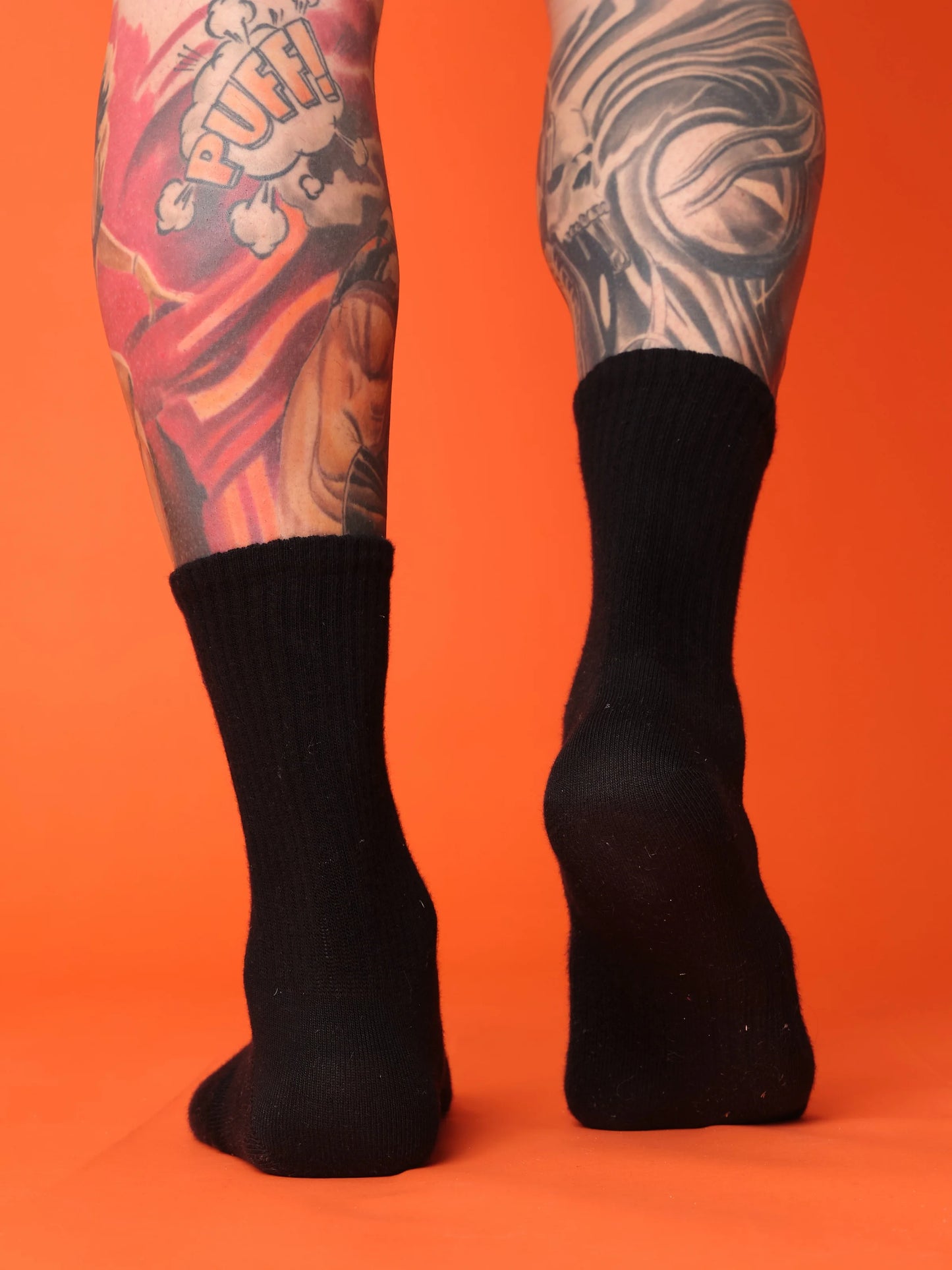 back view of crown black socks