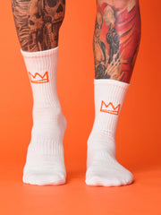 front view of crown white socks