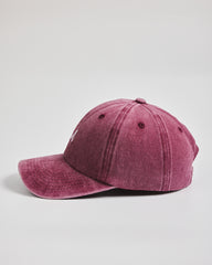 Side view of Dad Burgundy Washed Caps