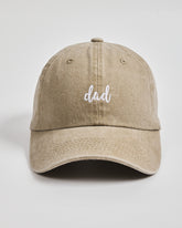 Front view of Dad Cream Washed Caps