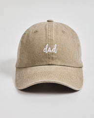 Front view of Dad Cream Washed Caps