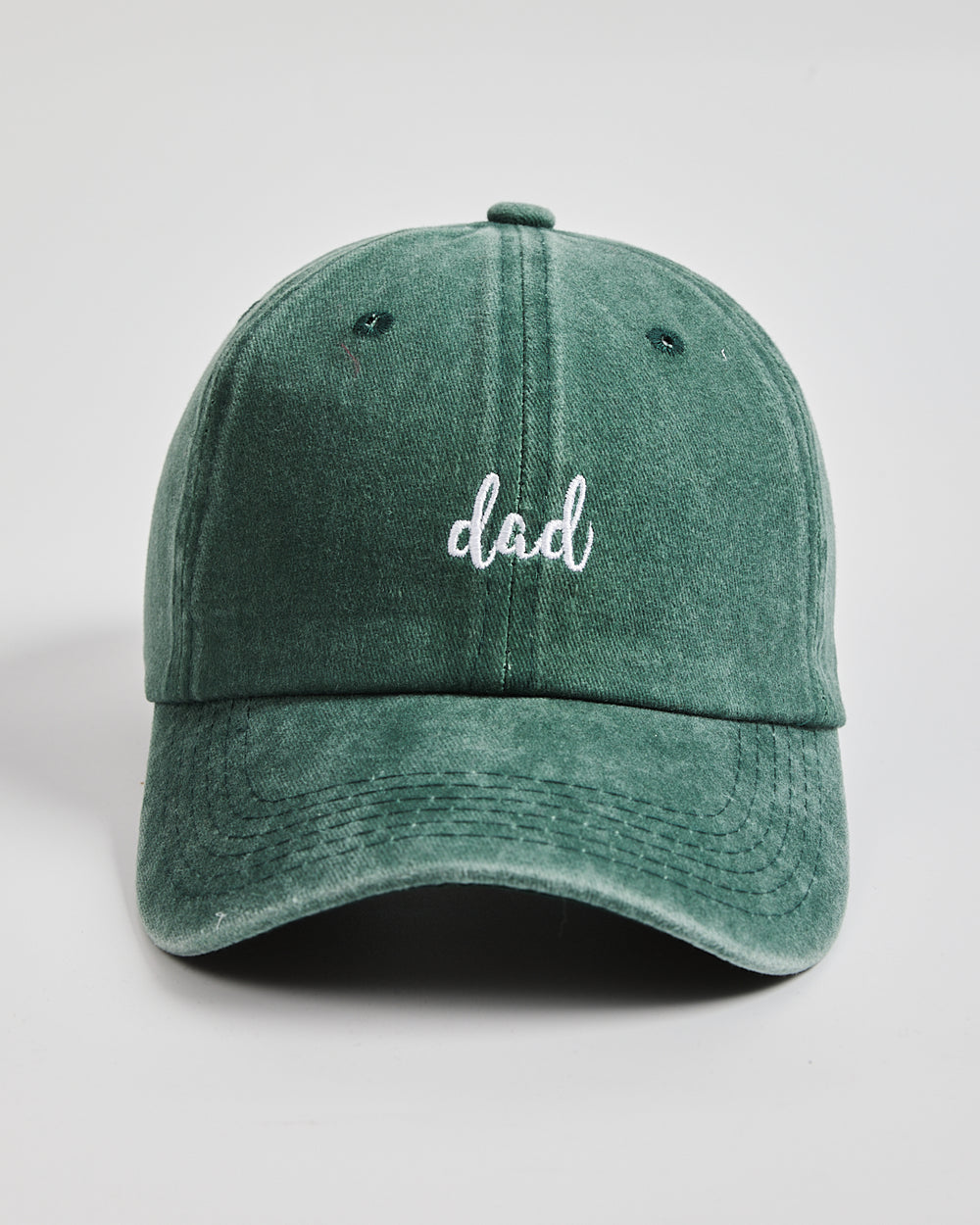 Front view of Dad Green Washed Caps
