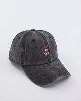 side view of Dark Gray love Myself Washed Cap