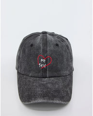front view of Dark Gray Love Myself Washed Cap