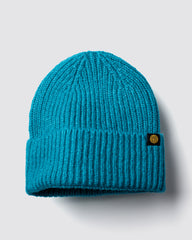Dark Turquoise Lux Beanie on a light gray background