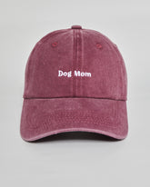 Dog Mom burgundy washed cap - front view