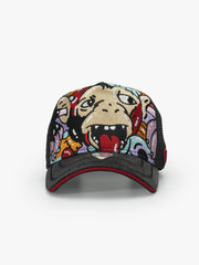 Front view of Doodle Black Trucker Hat