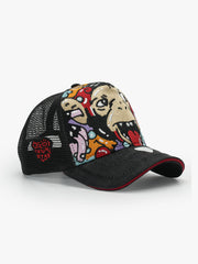 Side view of Doodle Black Trucker Hat