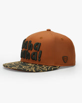 Side view of Doodle Tan Snapback Cap