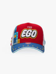 Front view of Ego Red Trucker Hat