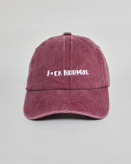F**k Normal burgundy washed cap - front view
