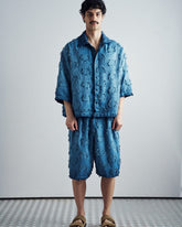 Frayed Grid Blue Set - front view
