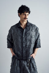 Frayed Grid Dark Navy Set - back view