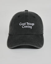 Good Things Coming black washed cap - front view