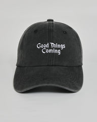 Good Things Coming black washed cap - front view