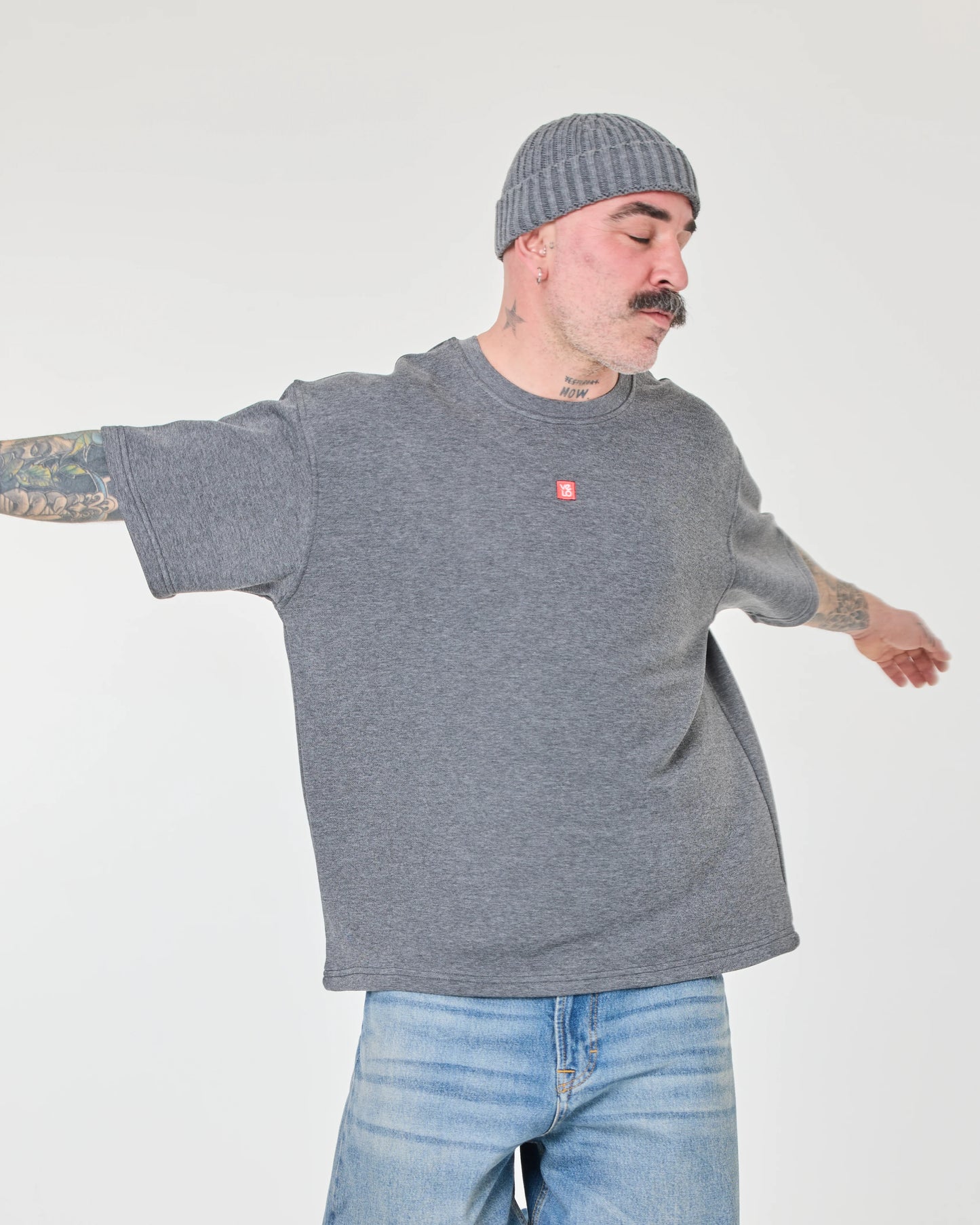 front view of Love Pixel Gray Tee