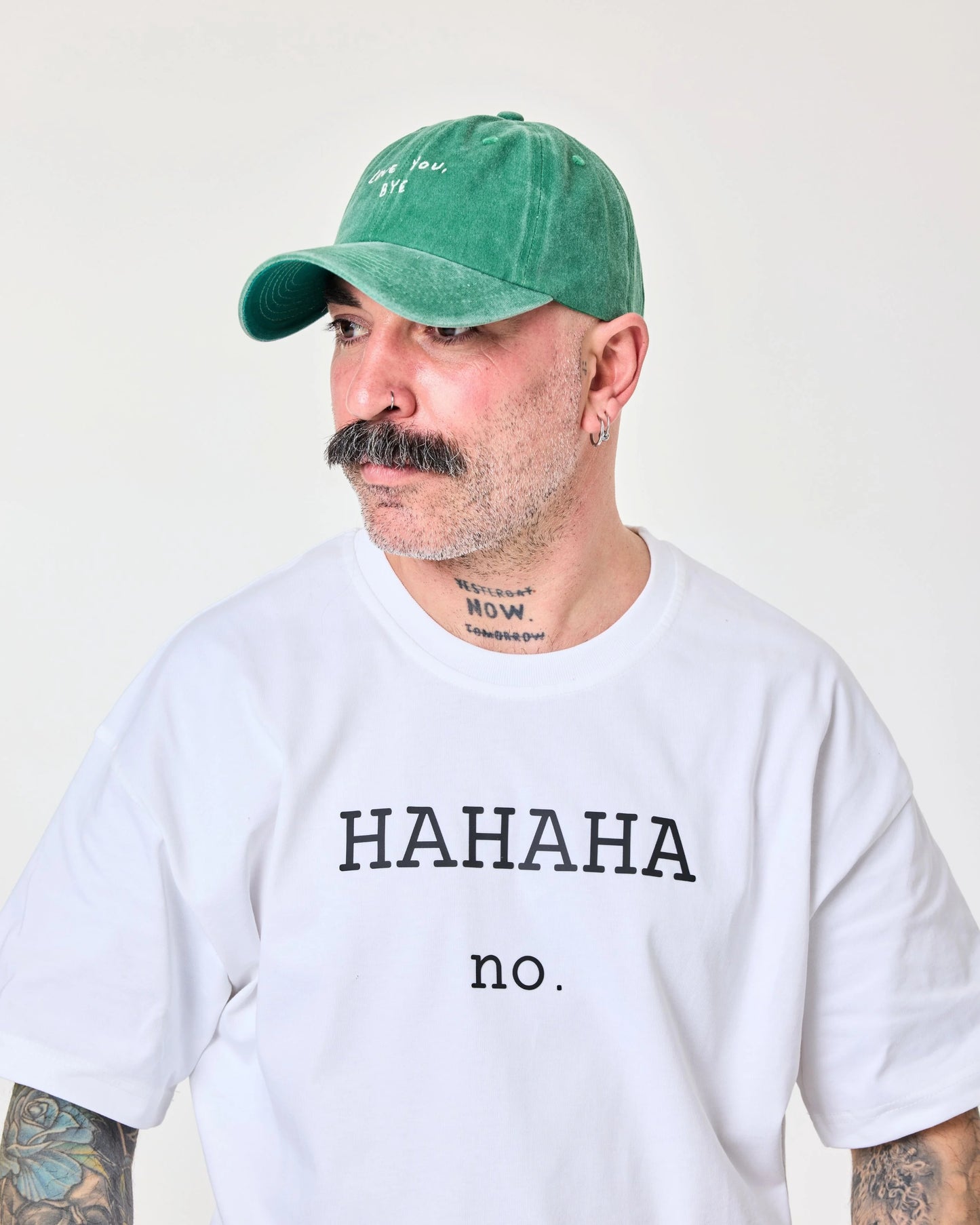 man wearing Love You Bye Green Washed Cap Hat