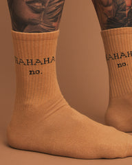 Close view of Hahaha No Beige Socks