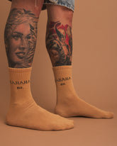Side view of Hahaha No Beige Socks