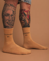 Side view of Hahaha No Beige Socks