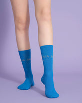 front view of blue hahaha no socks