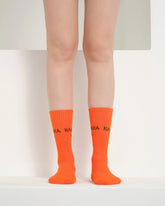 front view of orange hahaha no socks