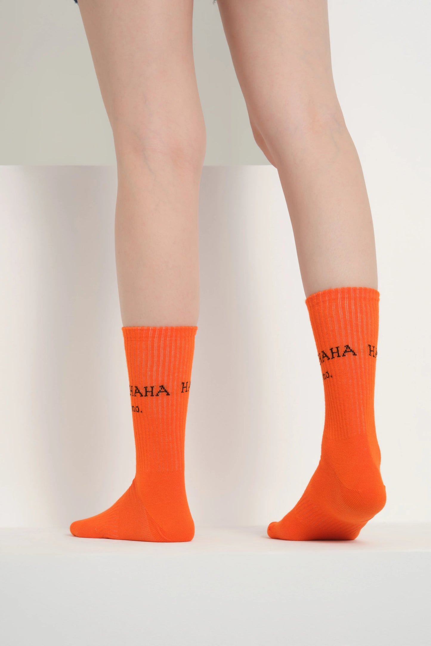 back view of orange hahaha no socks
