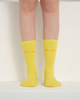 front view of yellow hahaha no socks
