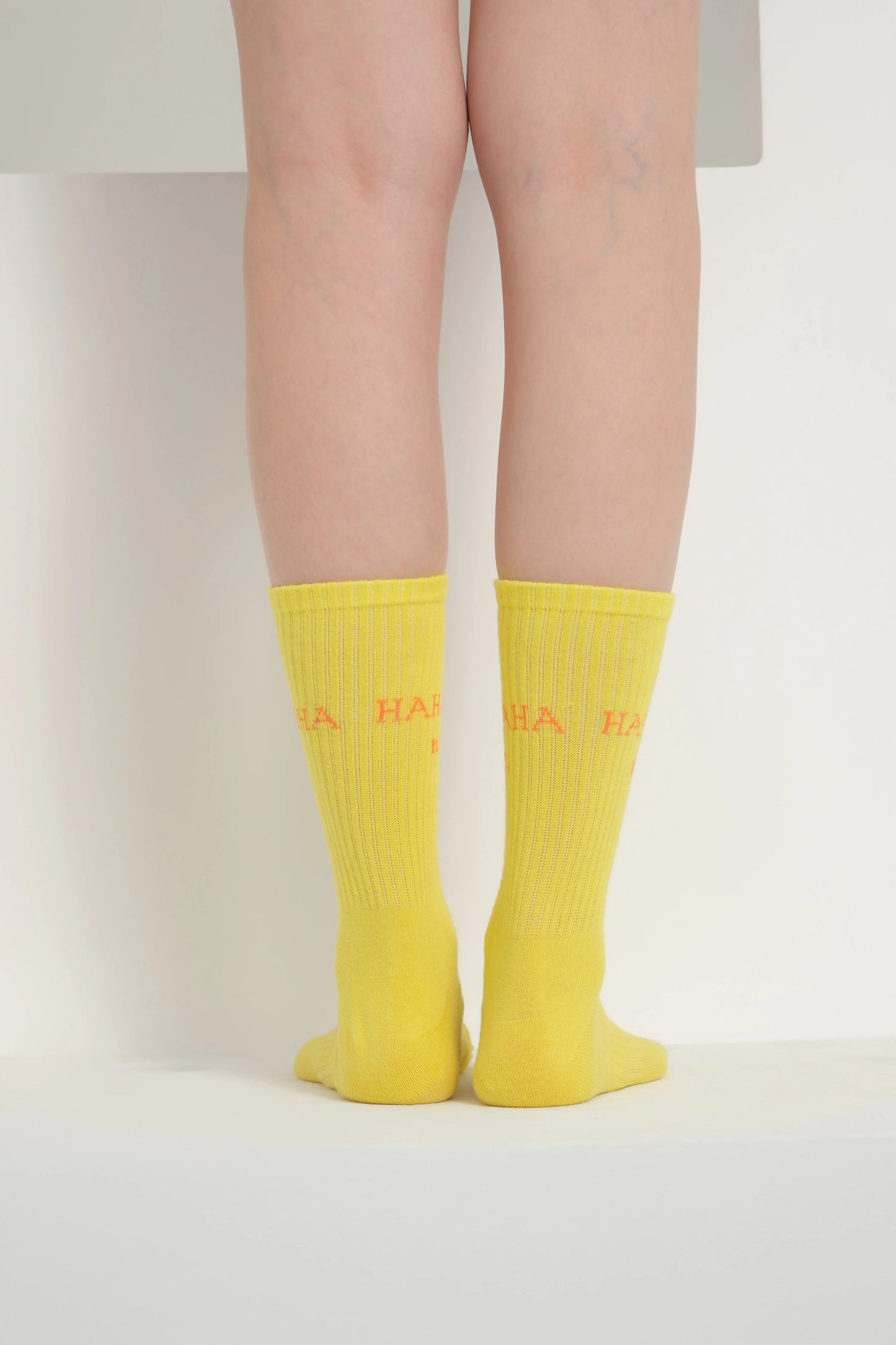 back view of yellow hahaha no socks