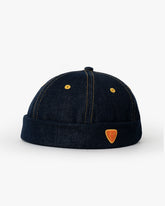 Side view of Hands Off Denim Docker Hat