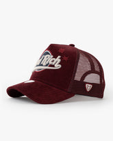 Side view of Hard Rich Burgundy Trucker Hat