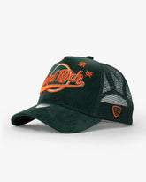 Side view of Hard Rich Green Trucker Hat