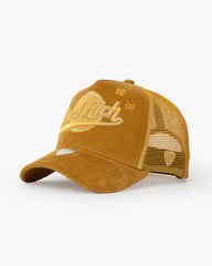 Side view of Hard Rich Yellow Trucker Hat