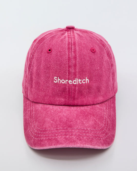 front view of Shoreditch Hot Pink Washed Cap