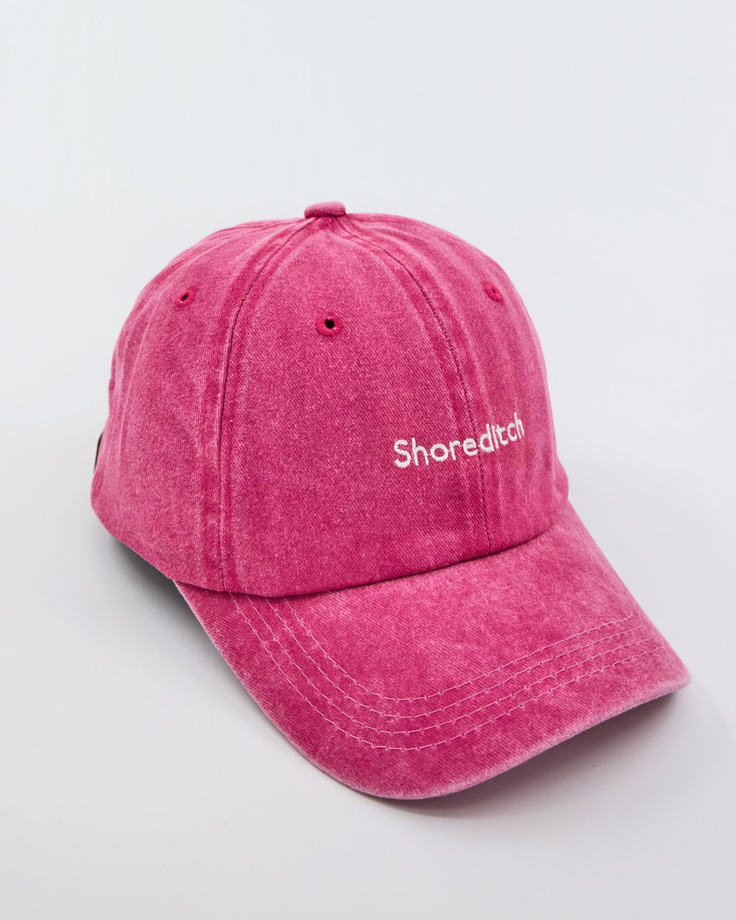 side view of Shoreditch Hot Pink Washed Cap