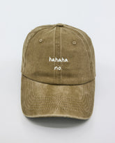 front view of Hahaha No Khaki Washed Cap