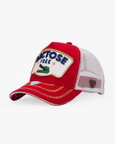 Side view of Lactose Free Red Trucker Hat