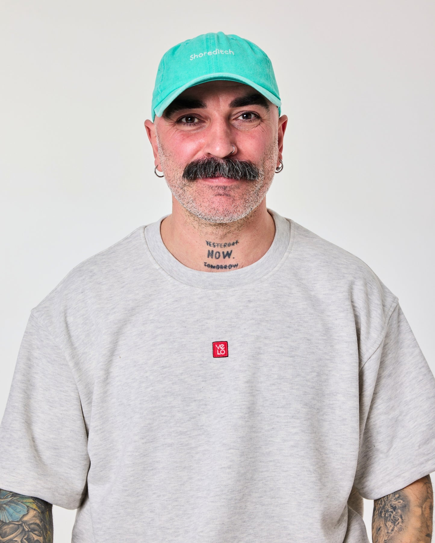 front view of a man wearing Shoreditch Light Blue Washed Cap