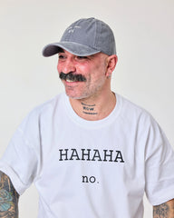 side view of a man wearing Love You Bye Light Gray Washed Cap