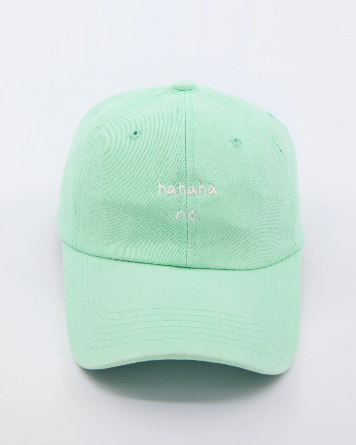 front view of Light Green Hahaha No Washed Cap
