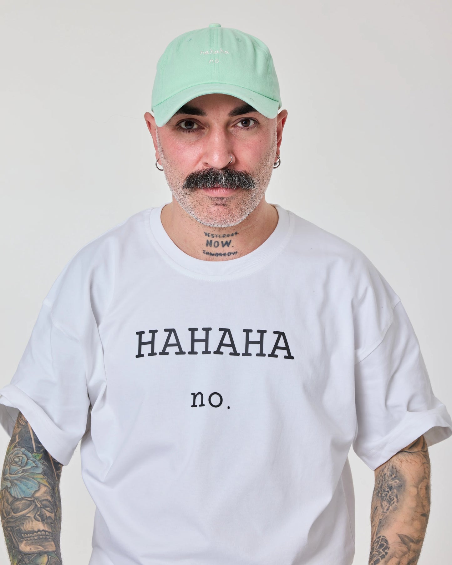 man wearing Light Green Hahaha No Washed Cap