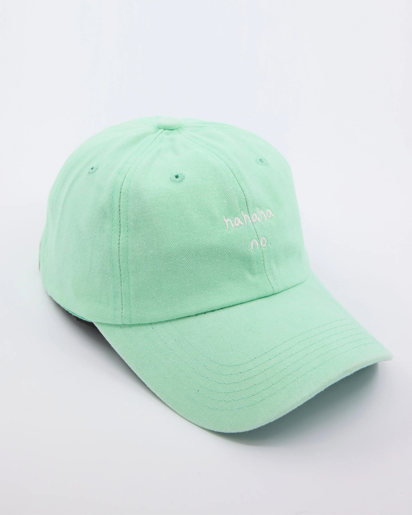 side view of Light Green Hahaha No Washed Cap