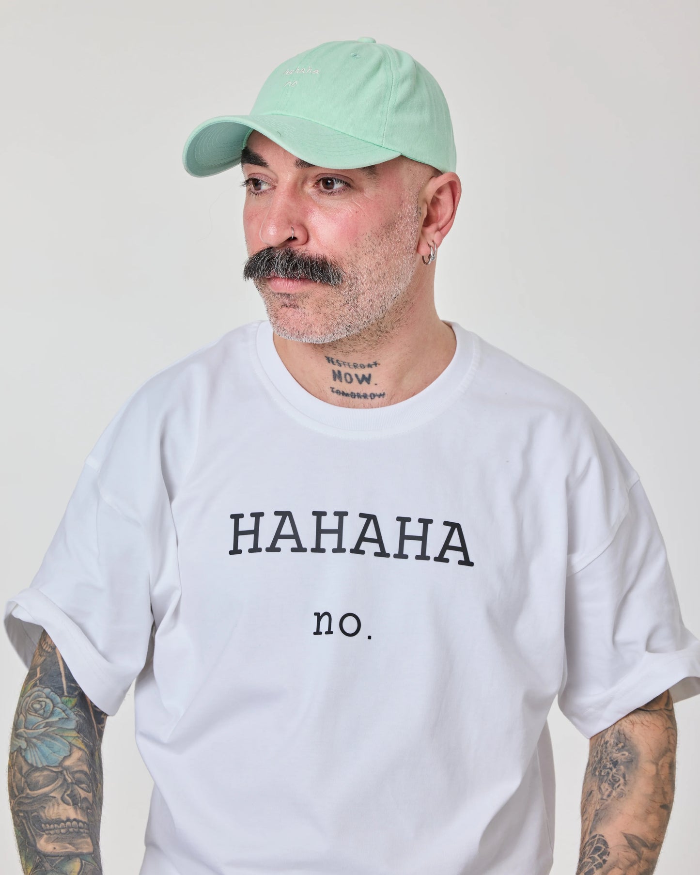 man wearing Light Green Hahaha No Washed Cap