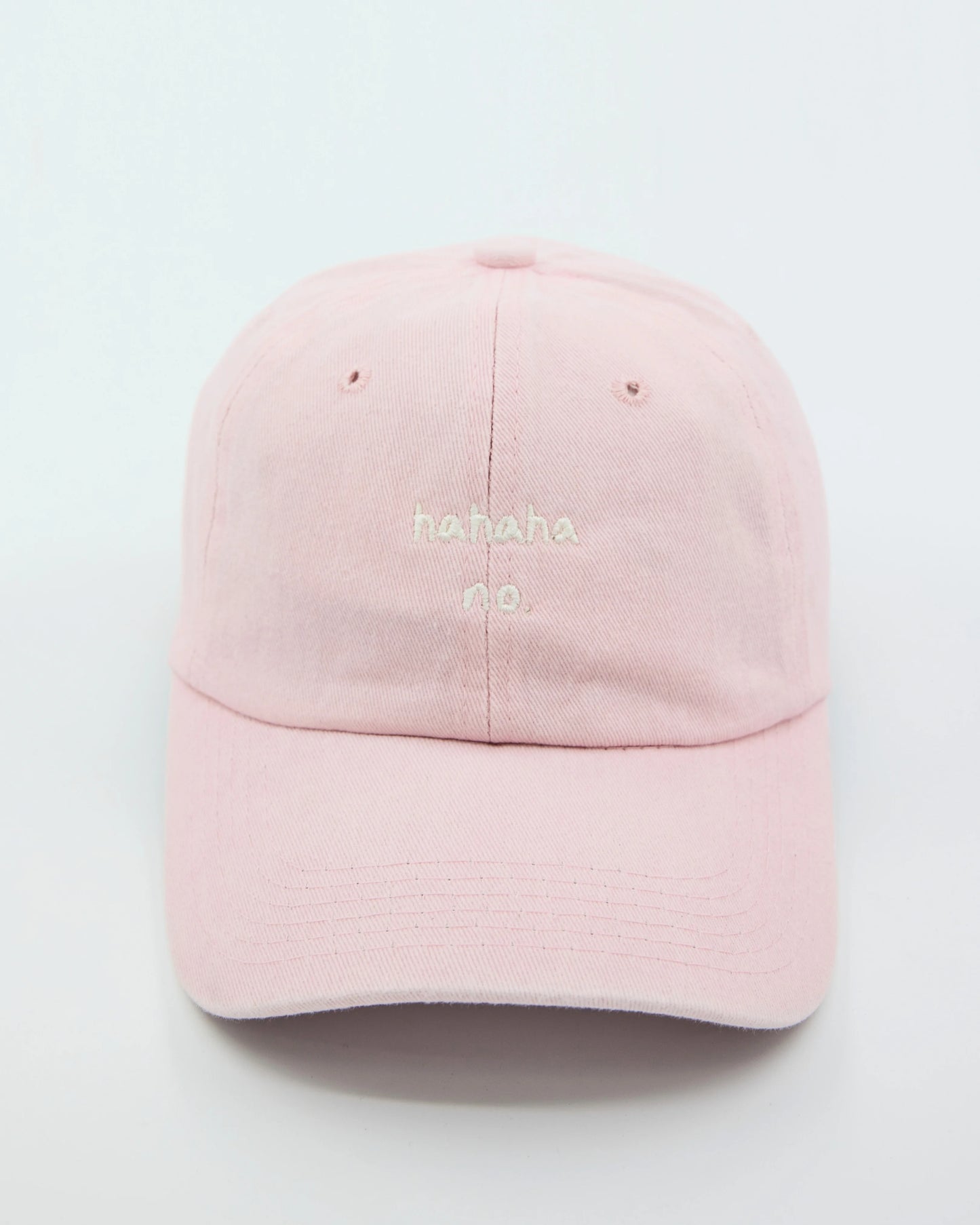 front view of Light Pink Hahaha No Washed Cap