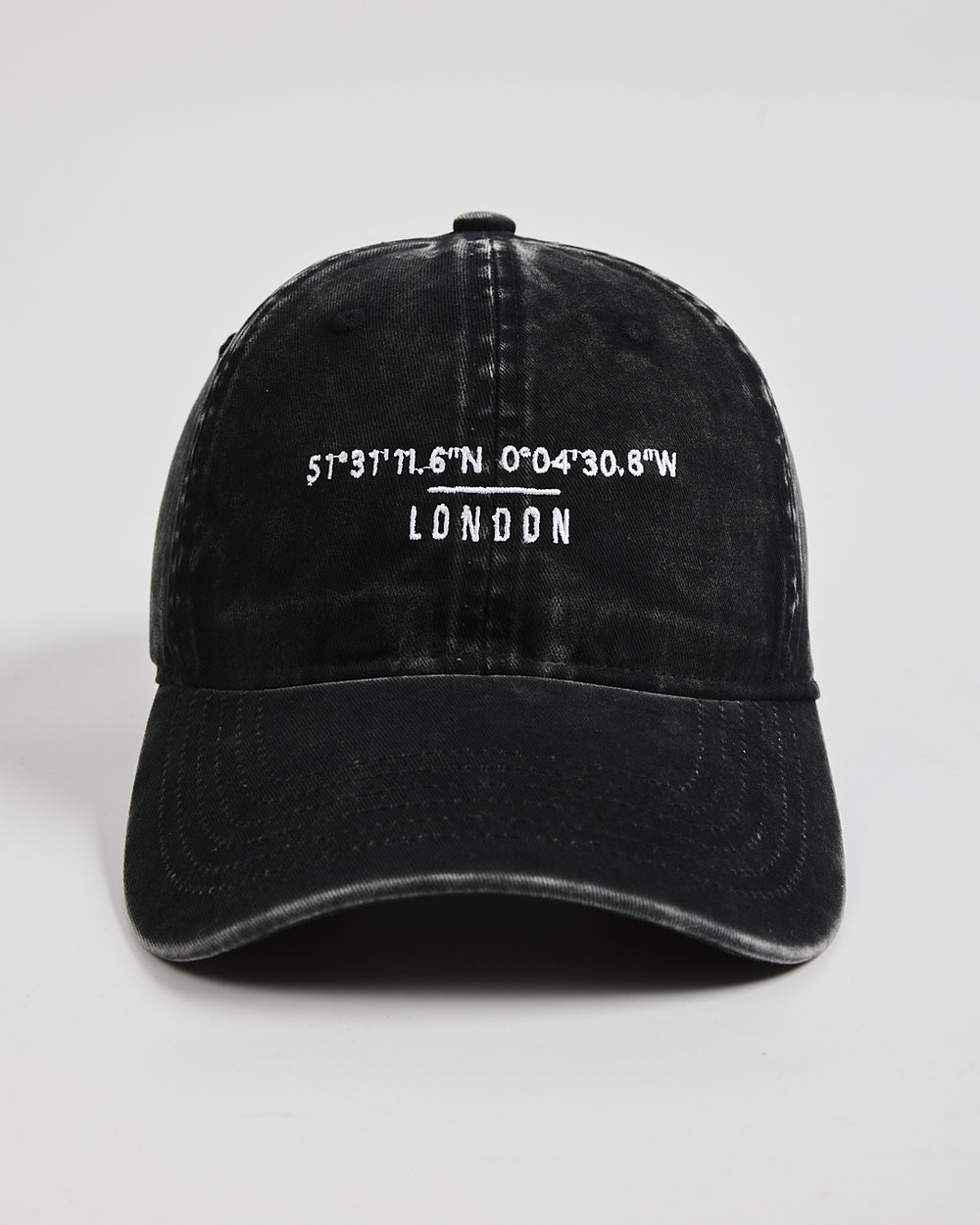 Front view of London Black Washed Cap