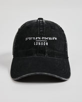 Front view of London Black Washed Cap