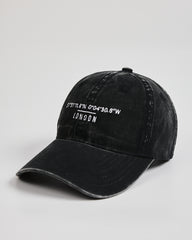 Side view of London Black Washed Cap