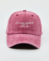 Front view of London Burgundy Washed Cap