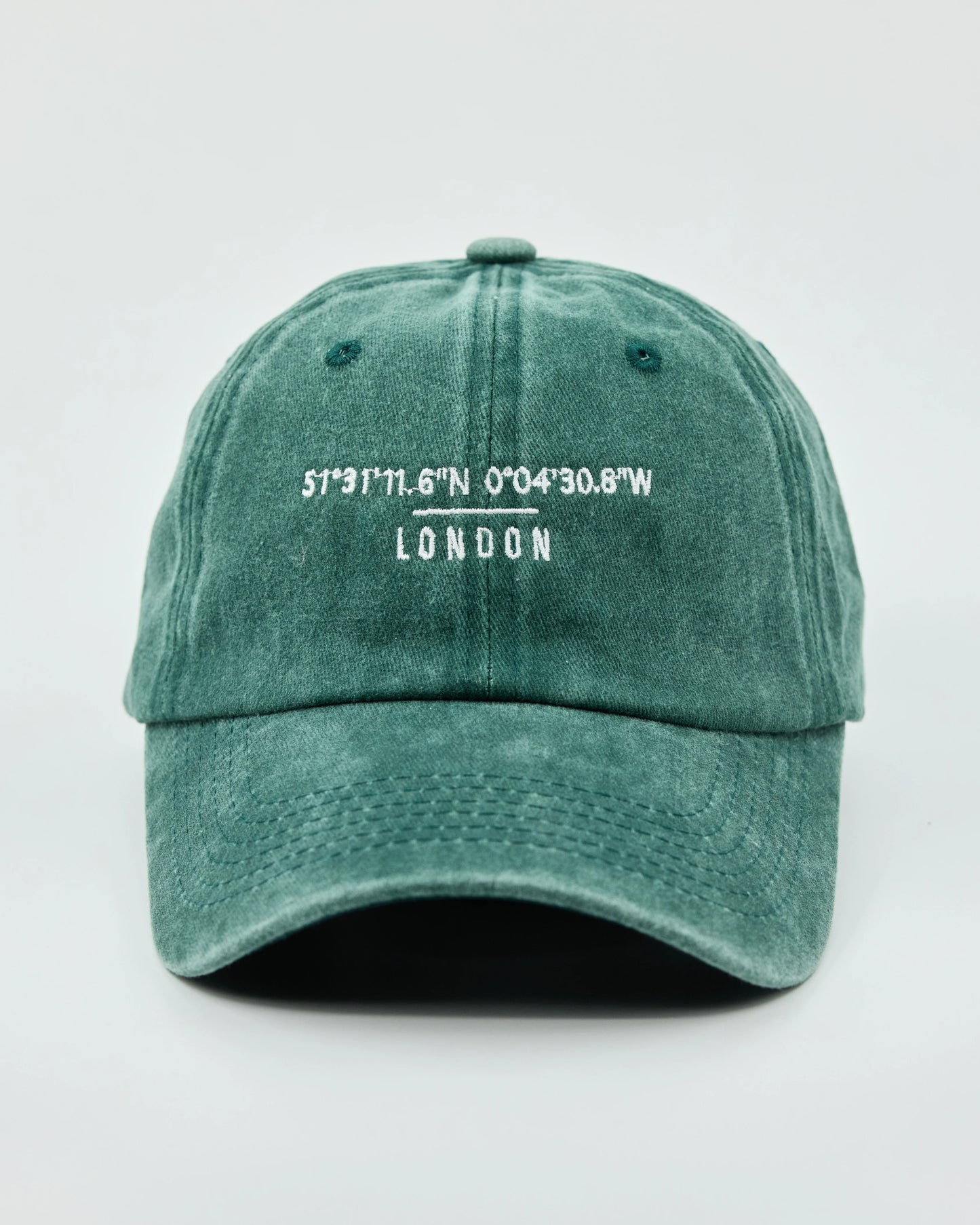Front view of London Dark Green Washed Cap
