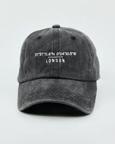 Front view of London Dark Gray Washed Cap